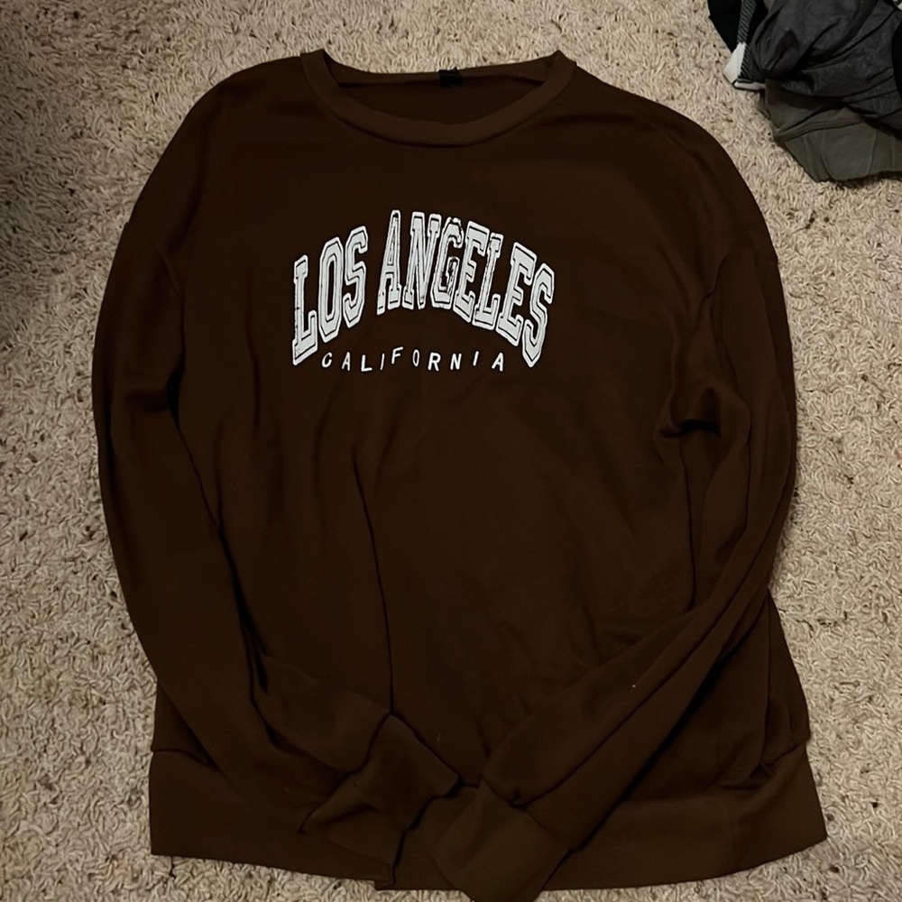 Brown Crew neck Los Angeles SHEIN